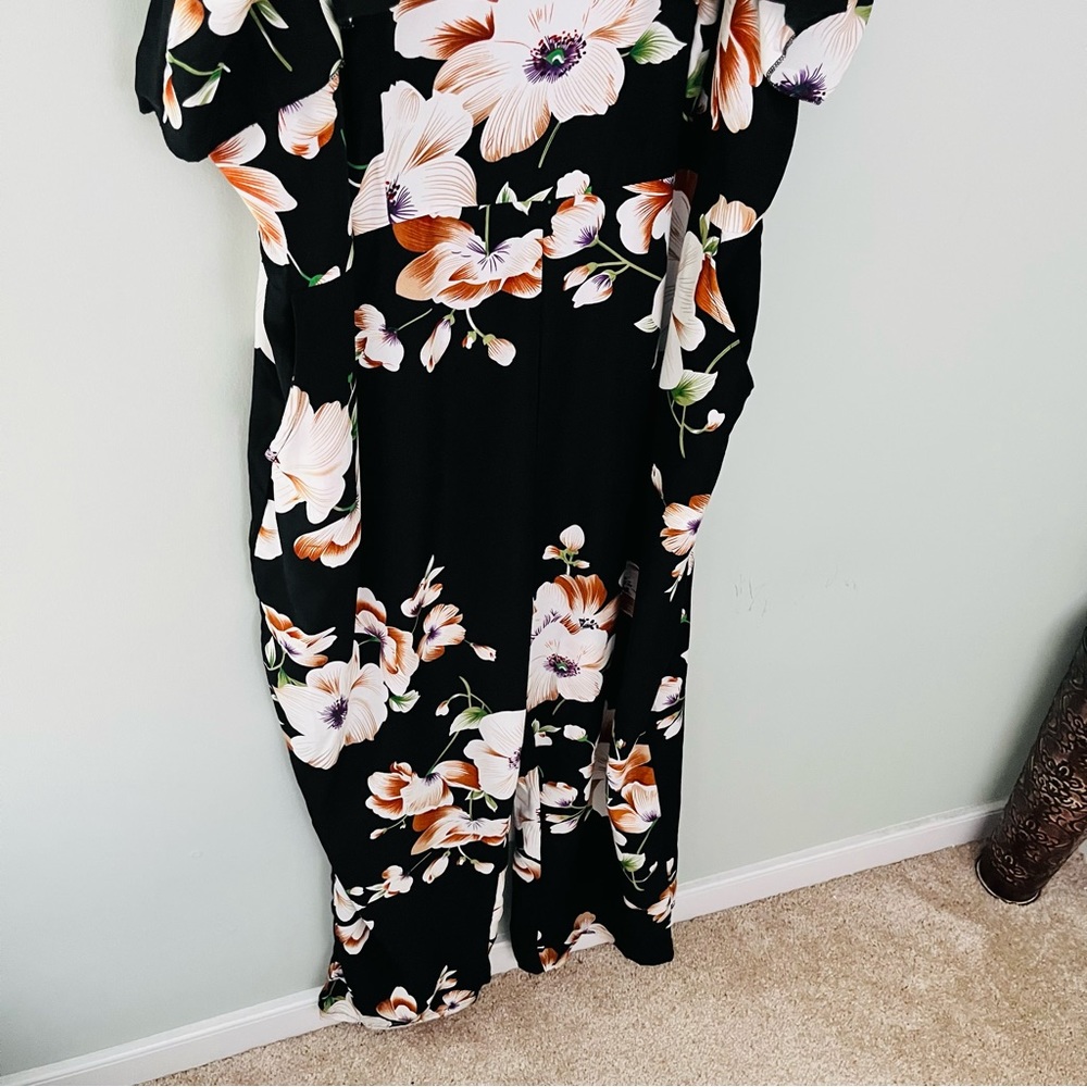 Shein Floral Ruffle Trim Cami Jumpsuit Size 3X (Fits 18) - Picture 4 of 5